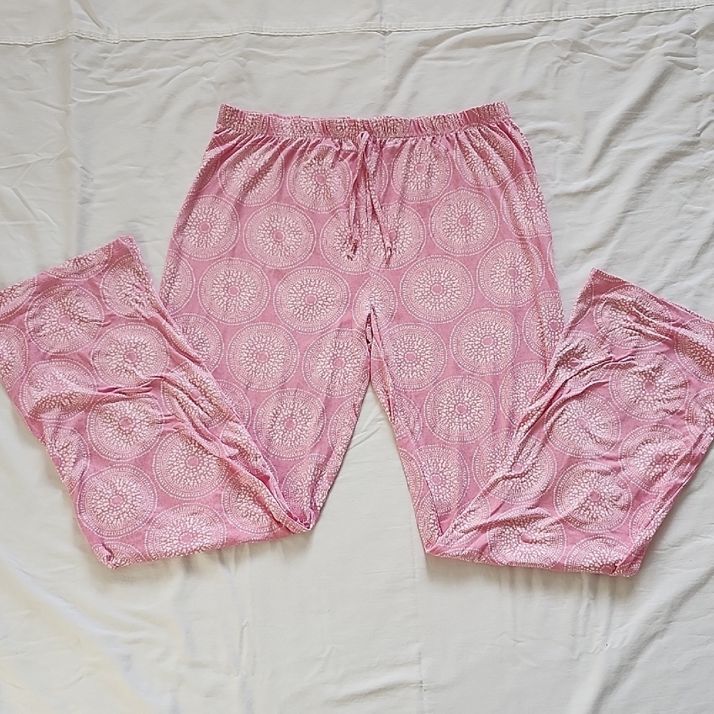 Joan Vass Pink and White Patterned Pajama Set - Picture 6 of 7